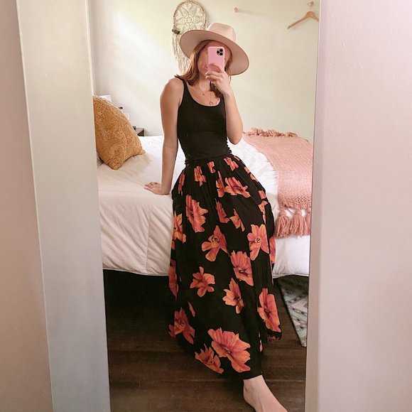 Vintage Dresses & Skirts - Vintage Reversible Pleated Maxi Skirt